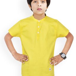 MADE IN THE SHADE Boys Band Collar Cotton Straight Kurta-picture-24