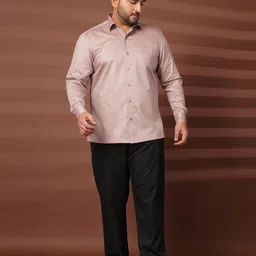 plusS Men Plus Size Oversized Fit Spread Collar Solid Cotton Formal Shirt image 5