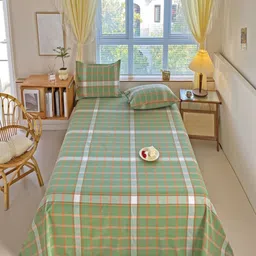 JC HOME Green Geometric Pure Cotton 230 TC Queen Bedsheet Set 2 m x 2.30 m-picture-15
