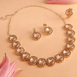 Zaveri Pearls Gold Plated Artificial Stones-Studded Necklace And Earrings With Finger Ring-picture-31