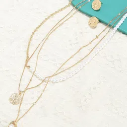 AMI Women Gold Plated Layered Pearl Embellished Chain-image-78