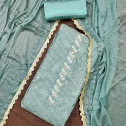 HERE&NOW Floral Embroidered Thread Work Unstitched Dress Material-picture-33