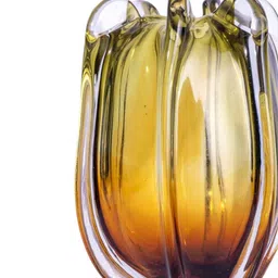 AARVI DECOR STUDIO Autumneadow Yellow & Green Textured Glass Flower Vase image 5