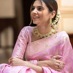 Mitera Ethnic Motifs Zari Silk Blend Banarasi Saree image 3