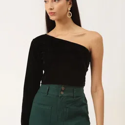 CORSICA One Shoulder Velvet Crop Top-picture-17