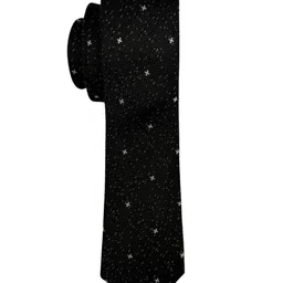 The Tie Hub Men Black Printed Cotton Skinny Tie-picture-38