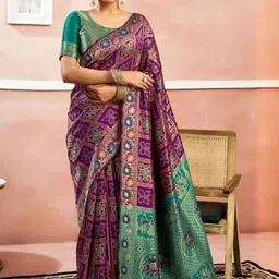 Kesudi Ethnic Motifs Woven Design Zari Banarasi Saree with Unstitched Blouse Piece-picture-38