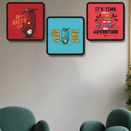 Aura Red & Blue 3 Pieces Motivational Quotes Wall Paintings image 3