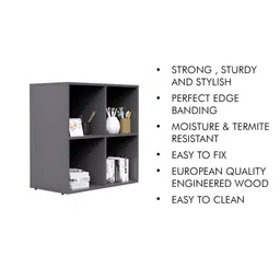 HEXA RED Grey Wooden Book Shelf image 3