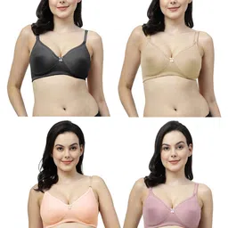 SHYAM SONS FLAIR Women Pack of 4 Full Coverage Non Padded T-shirt Bra image 2