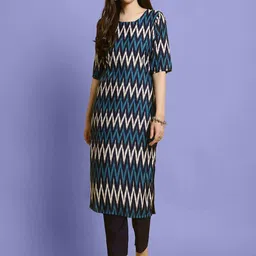 Ethnic basket Women Multicoloured Poly Crepe Kurta Sets image 4