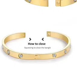 MEENAZ Set Of 2 Gold-Plated AD Studded Stainless Steel Anti Tarnish Kada Bracelet image 3