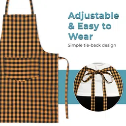Kuber Industries Mota Check Design Cotton Apron With Front Pocket image 4