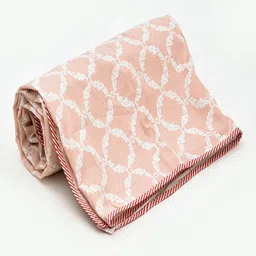 RRC Jaal Peach-Colored White Printed Double-Size Duvet Cover With Zipper image 4