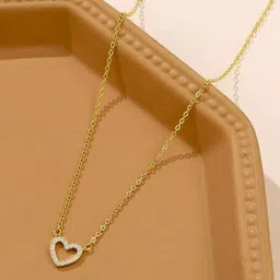 Tipsy closet Women Gold-Plated American Diamond Stainless Steel Heart Shaped Necklace-picture-34