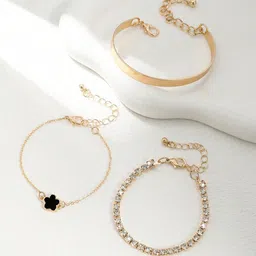 Jewels Galaxy Women 3 Crystals Gold-Plated Charm Bracelet-picture-23