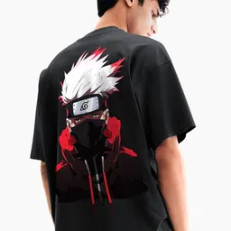 BubbleTwyst Graphic Naruto Printed Drop-Shoulder Sleeves Oversized Pure Cotton Tshirt image 4