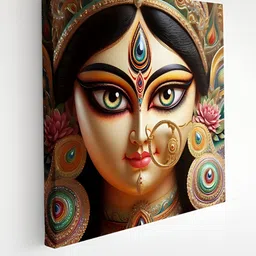 SAF Black & Gold-Toned Durga Maa Canvas Religious Wall Art-image-55