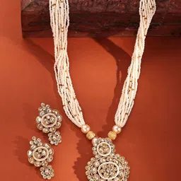 ADIVA 18K Gold-Plated Kundan Stone Studded & Pearls BeadedJewellerySet-picture-32