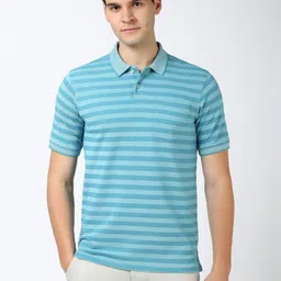 Peter England Men Striped Polo Collar Cotton T-shirt-picture-38