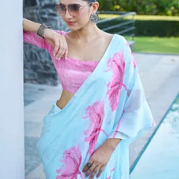 sanjana  silk SANJANA SILK Floral Satin Bagh Saree image 4