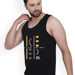 SLOWLORIS Pack Of 2 Typographic Printed Bio-Wash Combed Cotton Gym Vests image 4