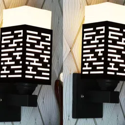 Gojeeva Black Wood Square Shaped Wall Lamp-picture-13