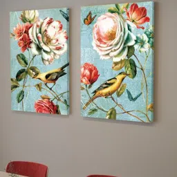 art street Retro Bird Multicolour Synthetic Wood (Set of 2) Art Panels-picture-39