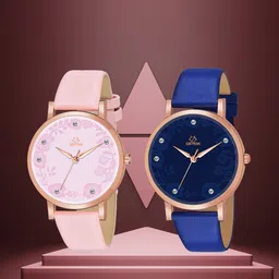 Septem Women Set of 2 Leather Straps Analogue Watch SP-146.Blue-Pink-Septem-picture-33