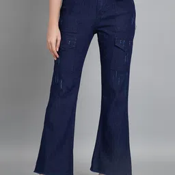 BAESD Women Jean Low Distress Bootcut High-Rise Light Fade Stretchable Jeans-image-1