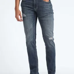 Flying Machine Men Slim Fit Low Distress Light Fade Stretchable Jeans-picture-39