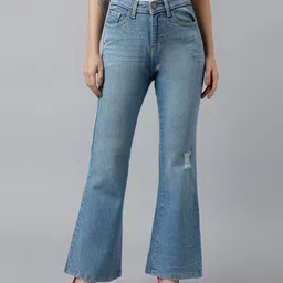 Xpose Women Comfort Flared High-Rise Low Distress Stretchable Jeans-picture-22