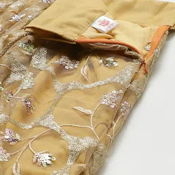 SHOPGARB Mustard Yellow & Golden Semi-Stitched Lehenga & Unstitched Blouse with Dupatta image 2