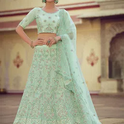 ODETTE Embroidered Semi-Stitched Lehenga & Unstitched Blouse With Dupatta-picture-15
