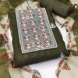 SHADOW & SAINING Ethnic Motifs Embroidered Organza Unstitched Dress Material-picture-50