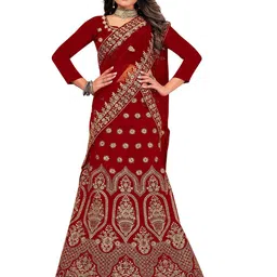 MANVAA Embroidered Thread Work Semi-Stitched Lehenga & Unstitched Blouse With Dupatta-picture-34