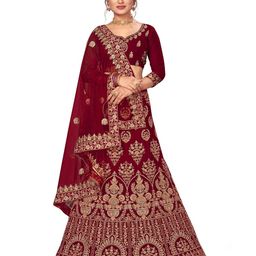 MANVAA Embroidered Beads and Stones Semi-Stitched Lehenga & Unstitched Blouse With Dupatta-picture-41