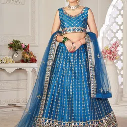 KALINI Embroidered Thread Work Semi-Stitched Lehenga & Unstitched Blouse With Dupatta-picture-40