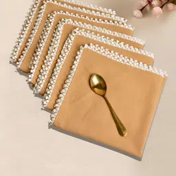 StyleMyWay Set Of 6 Beige Cotton Table Napkins-picture-25