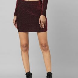 ONLY Women Maroon Solid Mini Pencil Skirt-picture-35