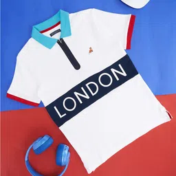 Pantaloons Junior Boys Typography Printed Polo Collar Cotton T-shirt-picture-15
