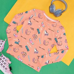 Pantaloons Junior Girls Conversational Printed Round Neck Cotton T-shirt-picture-51