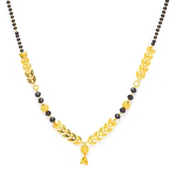 Digital Dress Room Short Mangalsutra Designs Gold Plated & Black Beaded Ball Shape Pendant with Ghungroo Mangalsutra-picture-22