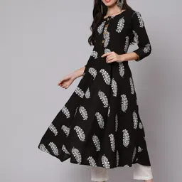 WOMENCLICK Floral Printed Pure Cotton A-Line Kurta-picture-11