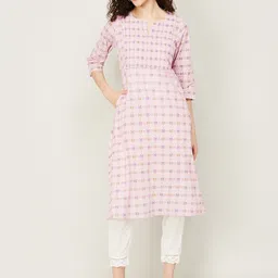 Melange by Lifestyle Geometric Printed Notched Neck Sequinned Kurta-picture-15
