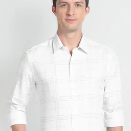 Arrow New York Slim Fit Tartan Checked Pure Cotton Formal Shirt-image-47