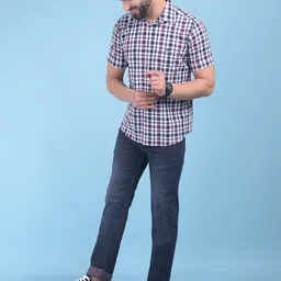 Crimsoune Club Classic Slim Fit Spread Collar Checked Casual Shirt-picture-36