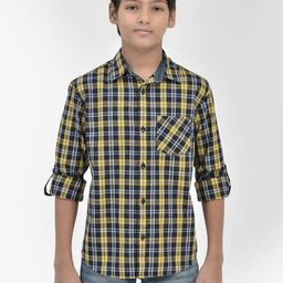 Crimsoune Club Boys Classic Slim Fit Tartan Checked Pure Cotton Casual Shirt-picture-39
