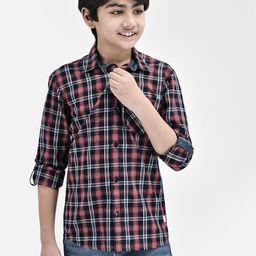 Crimsoune Club Boys Classic Slim Fit Tartan Checked Pure Cotton Casual Shirt-picture-40