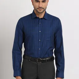 Turtle Classic Slim Fit Grid Tattersall Checks Cotton Formal Shirt-picture-29